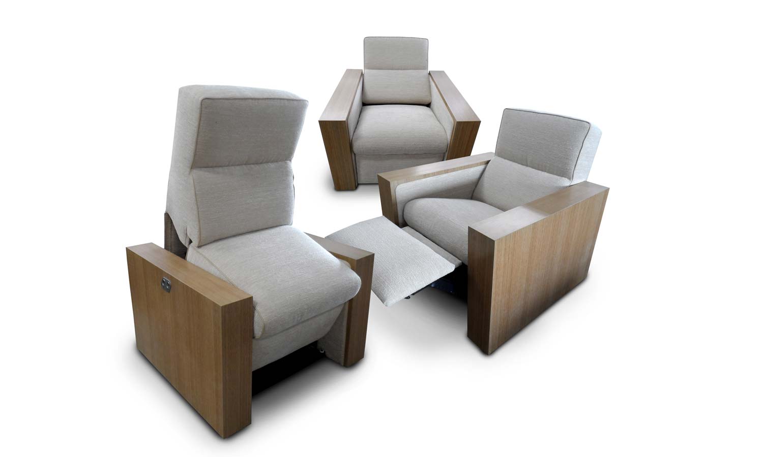 different views of a chair motorized at different angles