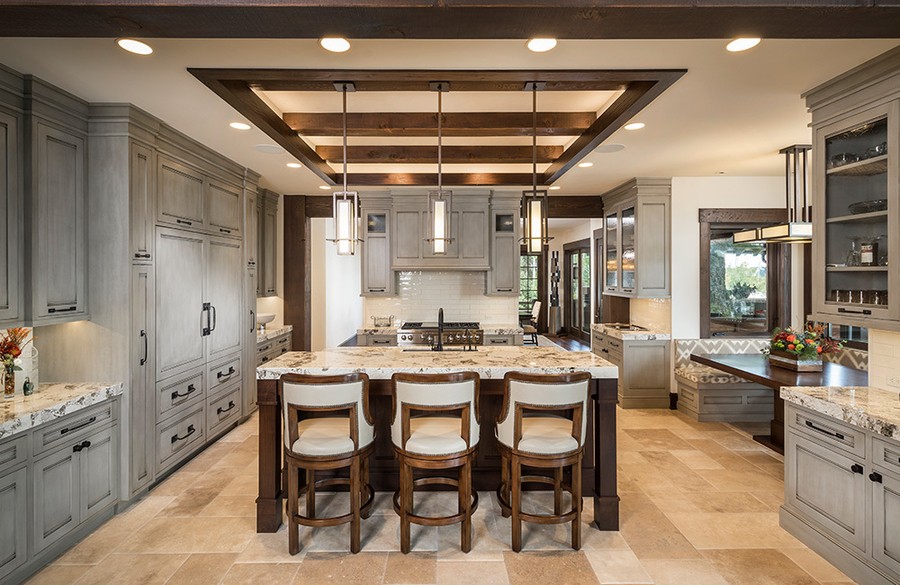 Modern kitchen in a Park City,Utah home with custom LED lighting and automation.