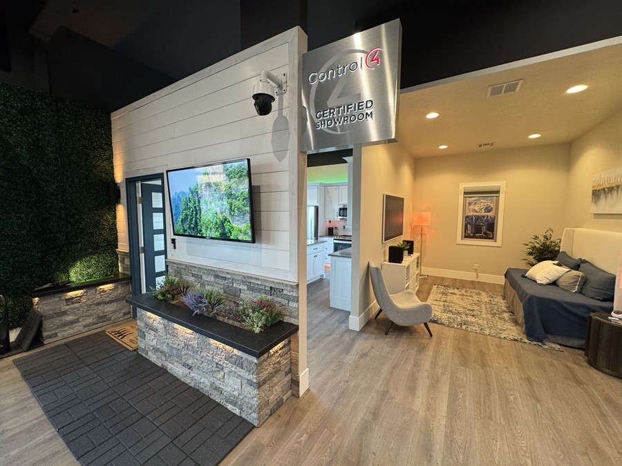 Interior view of Show and Tell AV's Control4 Certified Showroom featuring smart home automation demonstrations