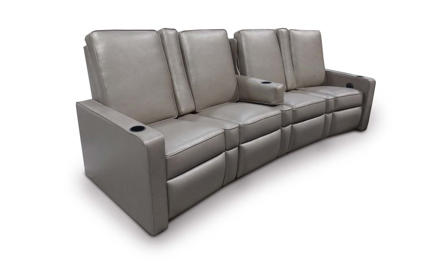 A grey leather couch