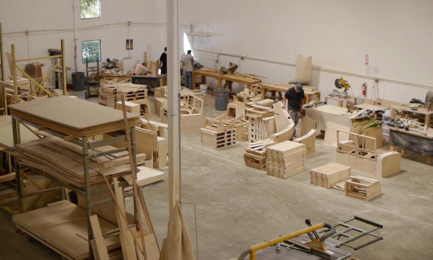 aerial view of fortress seating's workshop